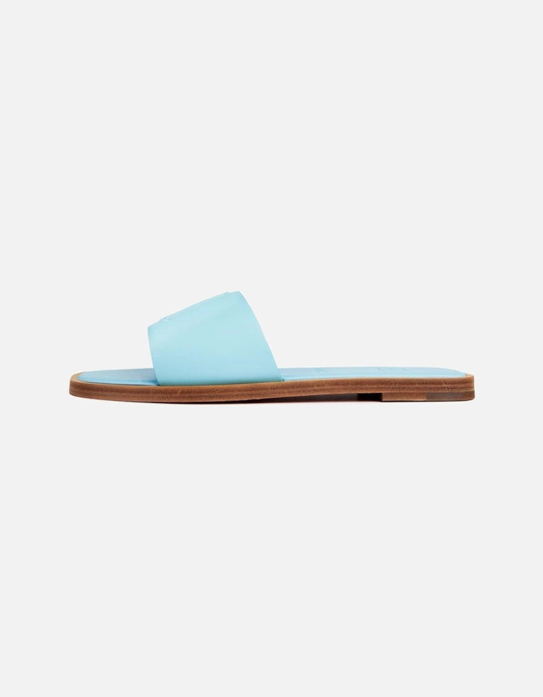CL Embossed Leather Mules in Mineral Blue