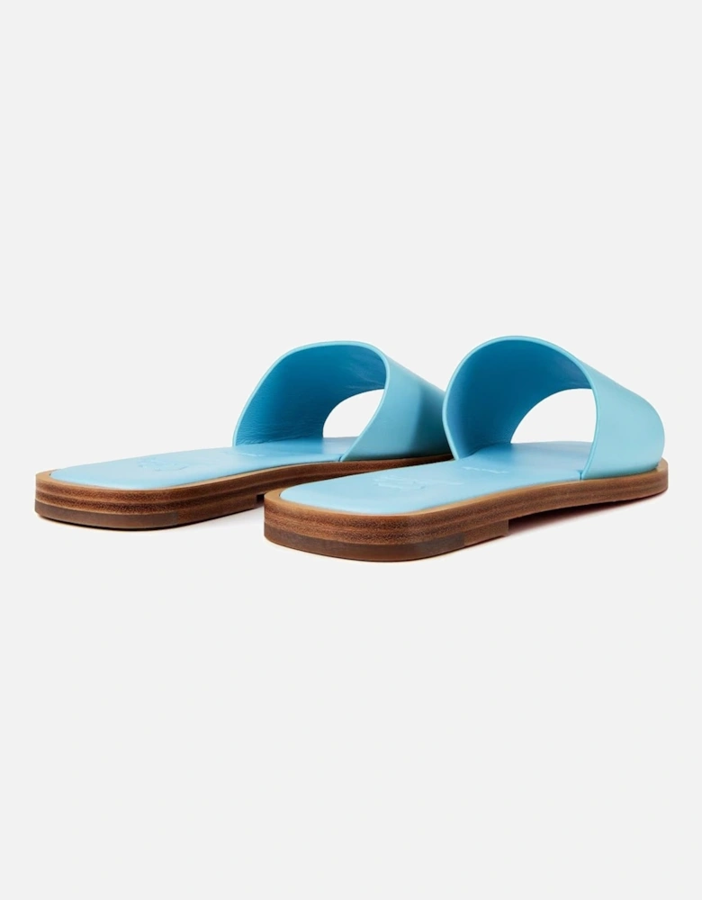 CL Embossed Leather Mules in Mineral Blue