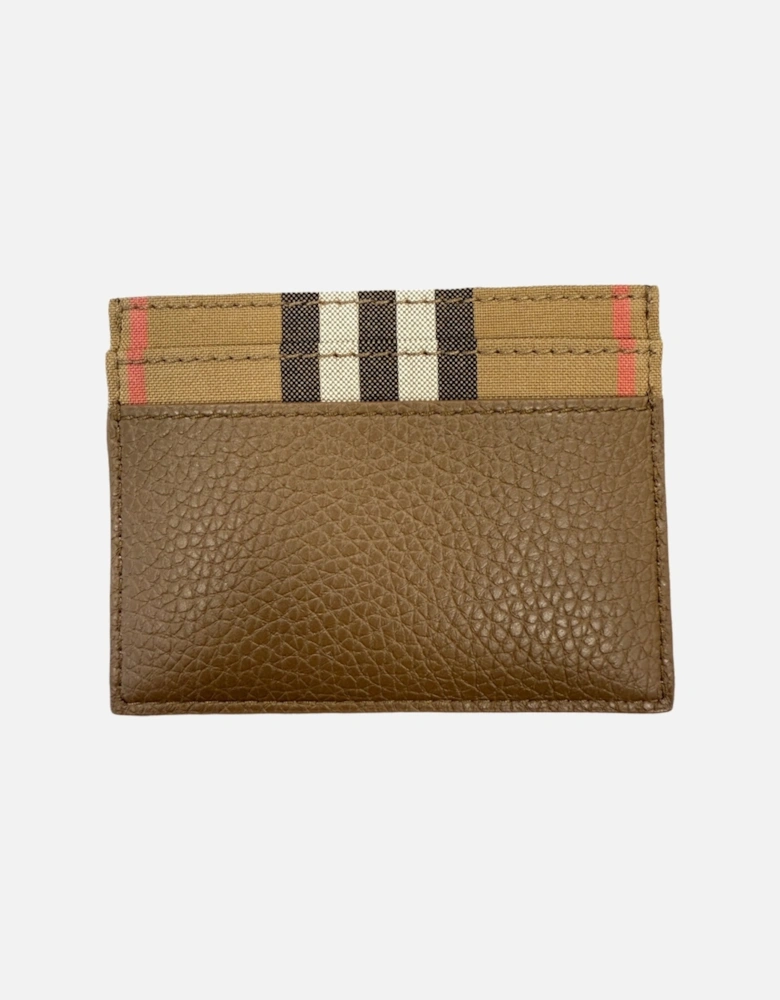 Leather & Canvas Classic Check Card Holder Brown
