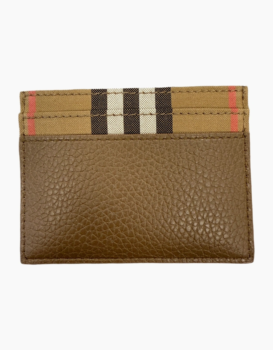 Burberry Women's Black Leather & Canvas Classic Check Card Holder Brown