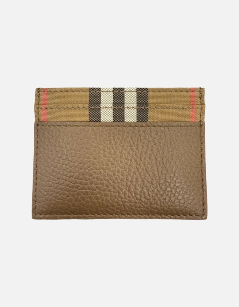 Leather & Canvas Classic Check Card Holder Brown