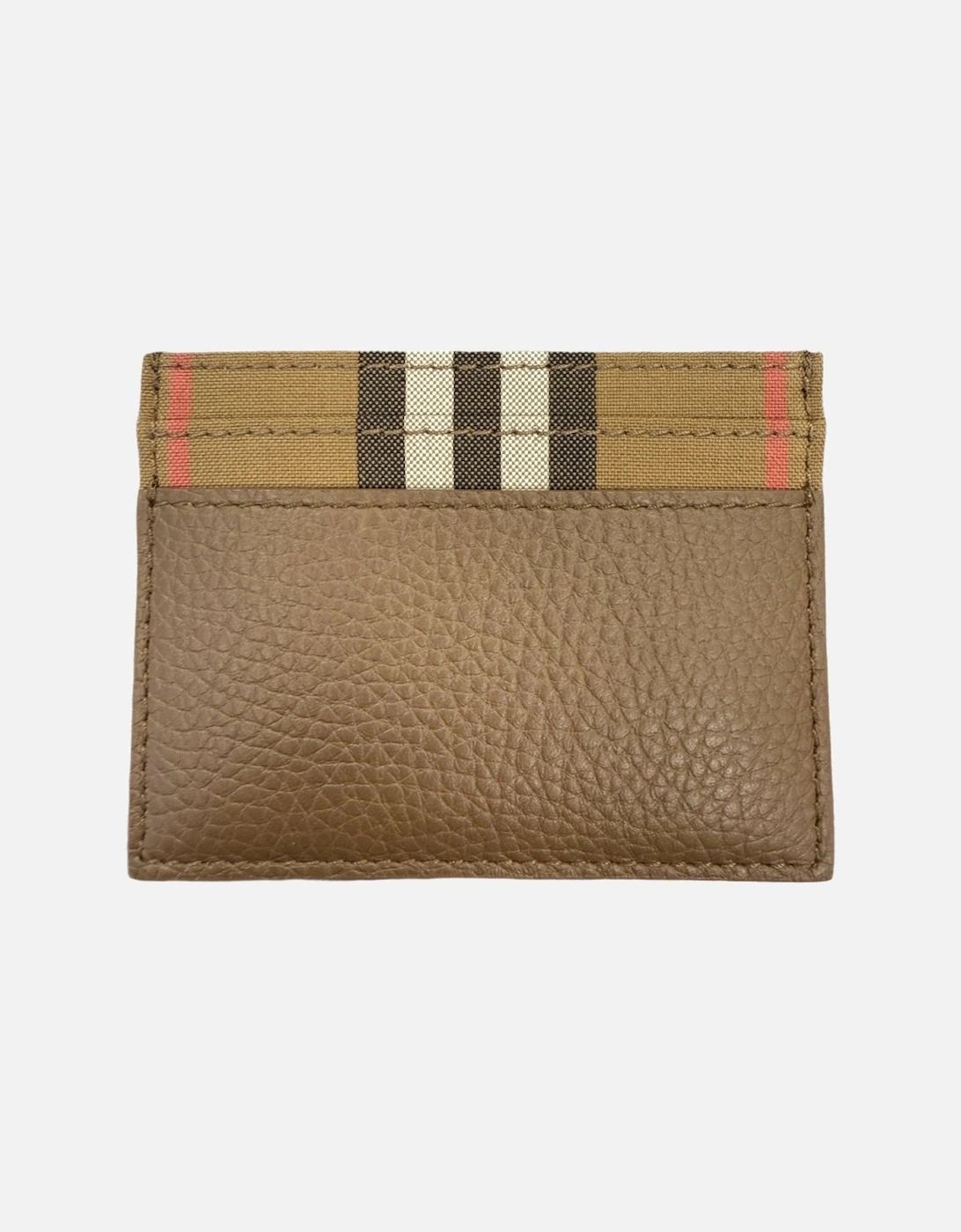 Leather & Canvas Classic Check Card Holder Brown