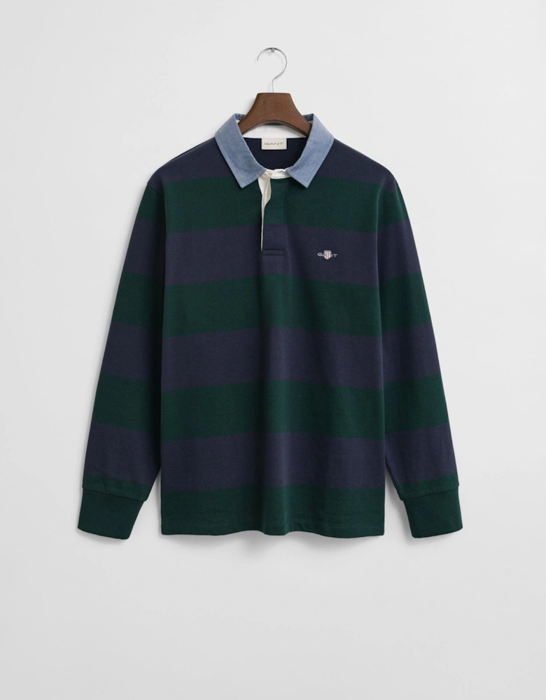 Mens Regular Fit Chambray Stripe Heavy Rugger - 374 Tartan Green