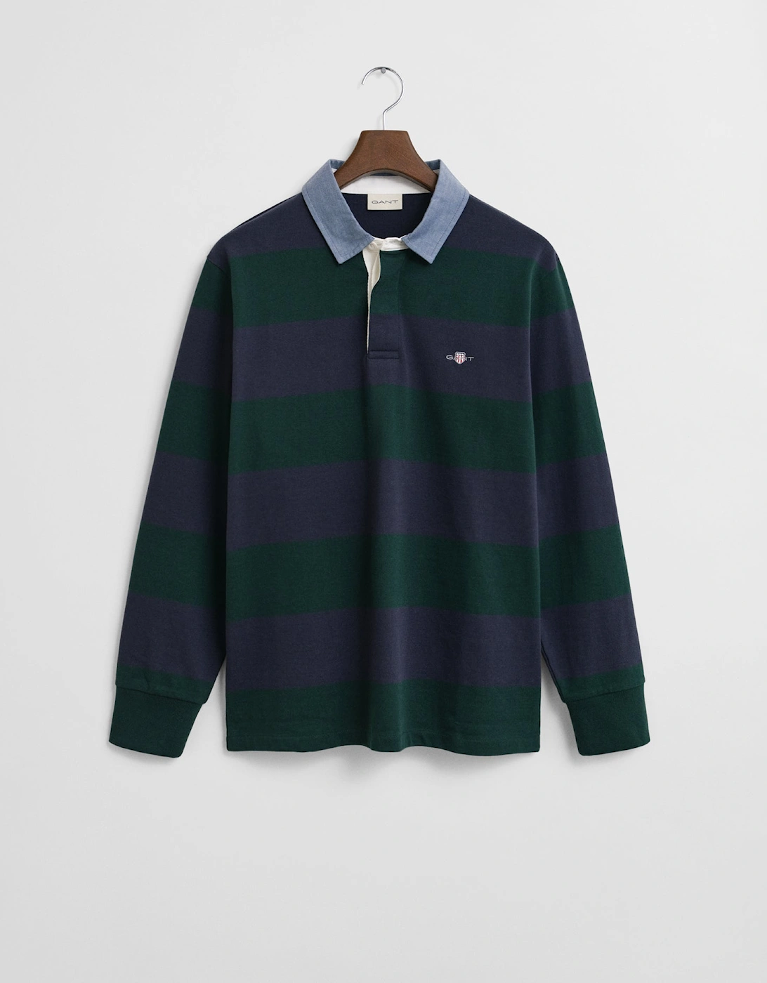 Mens Regular Fit Chambray Stripe Heavy Rugger - 374 Tartan Green, 2 of 1