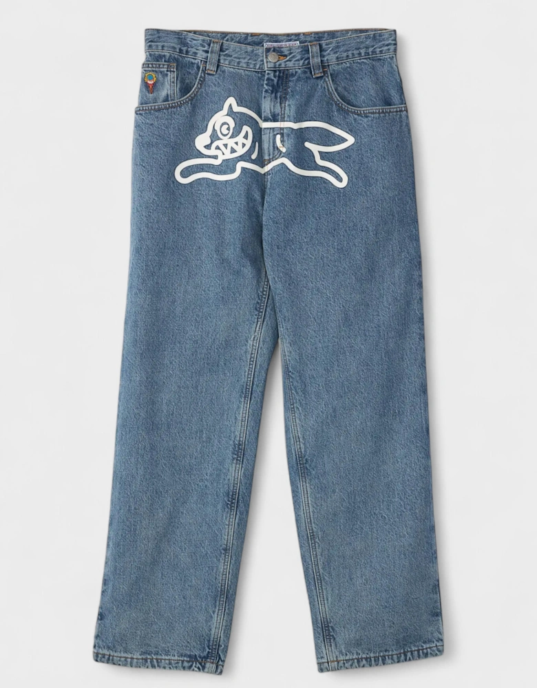 Check Lined Running Dog Denim Jeans