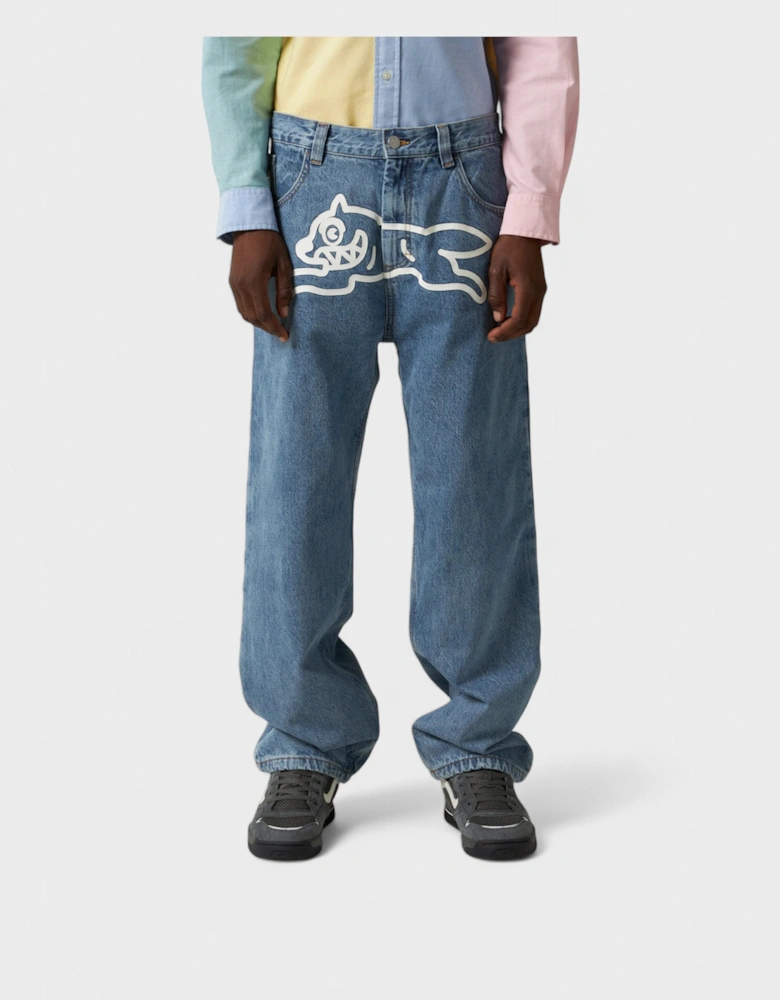 Check Lined Running Dog Denim Jeans