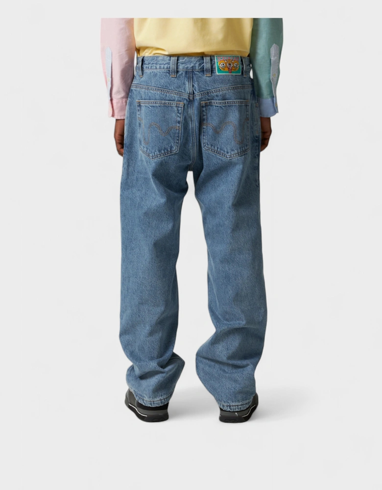 Check Lined Running Dog Denim Jeans