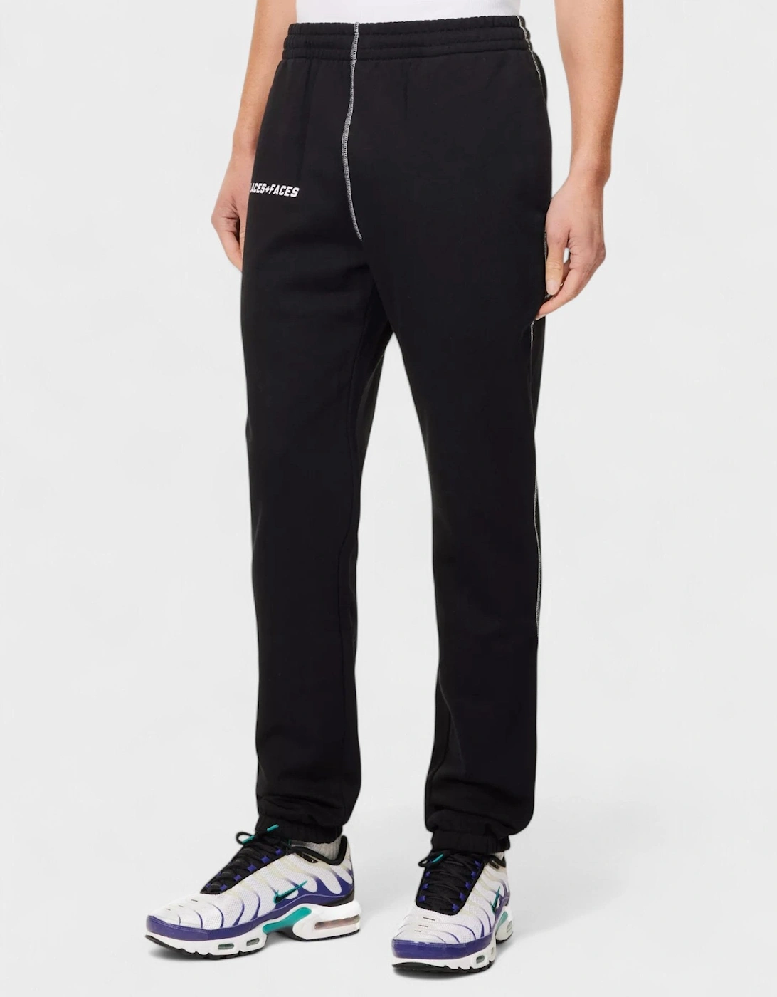 Contrast Stitch Joggers Black