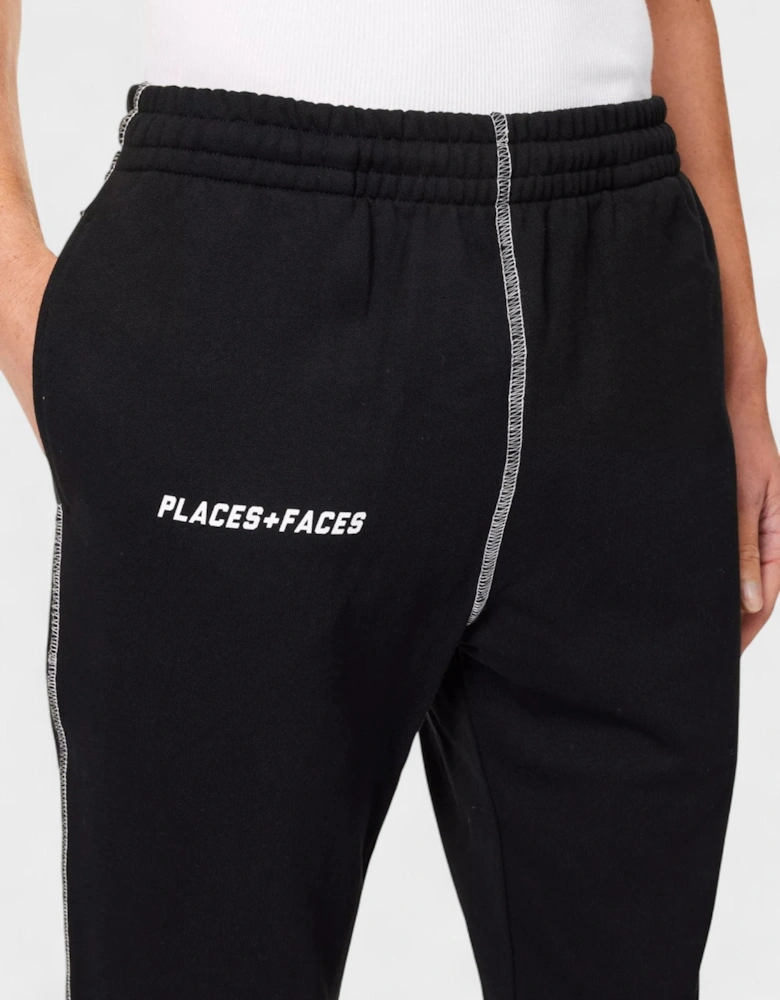 Contrast Stitch Joggers Black