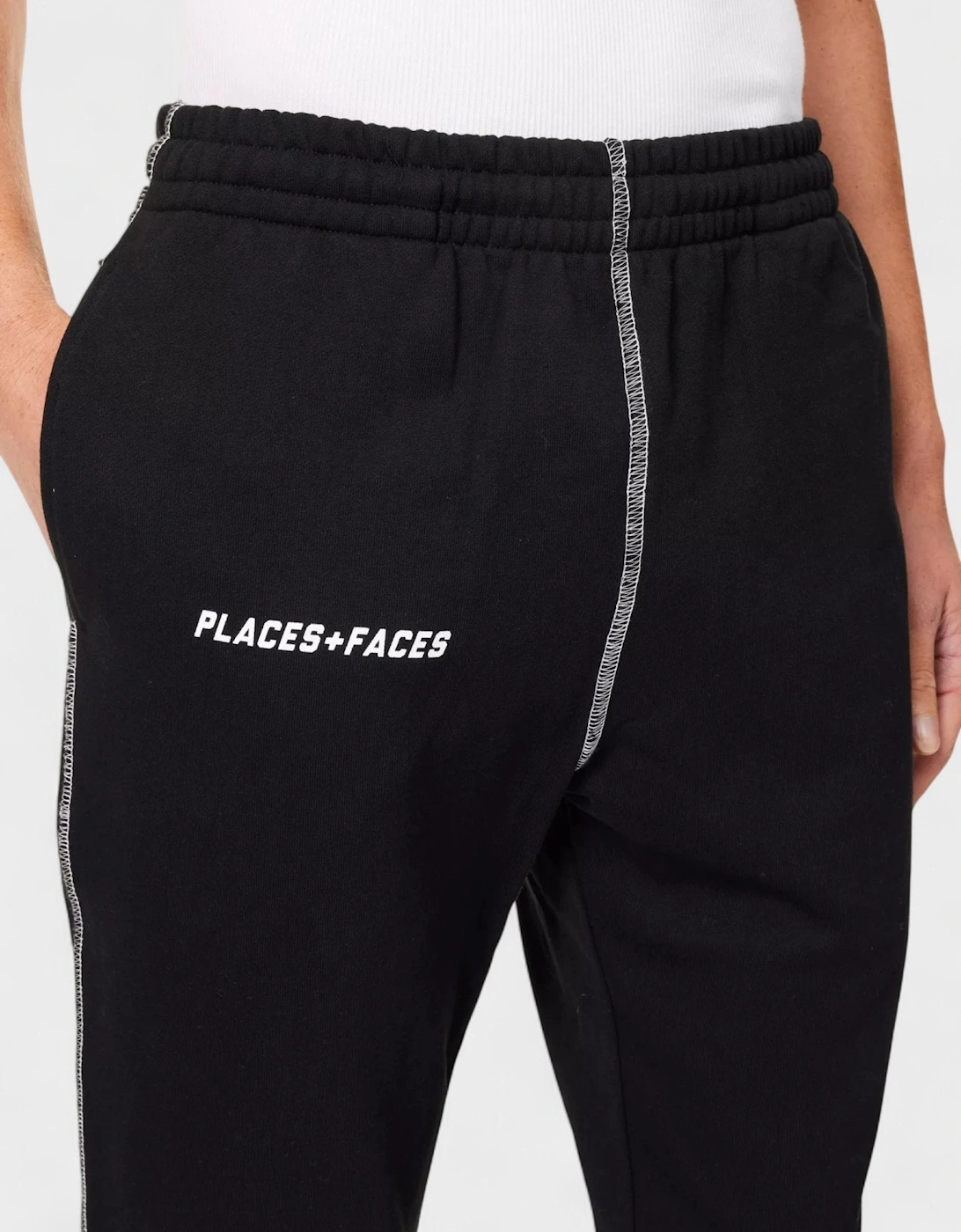 Contrast Stitch Joggers Black