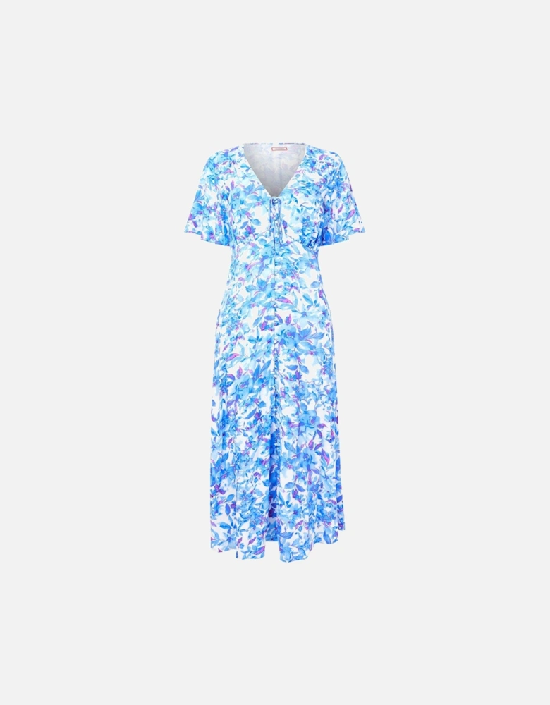 Olivia Floral Printed Midi Dress - Blue
