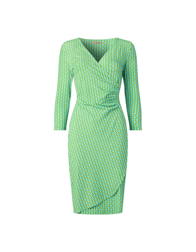 Gemma Geo Print Jersey Dress - Green