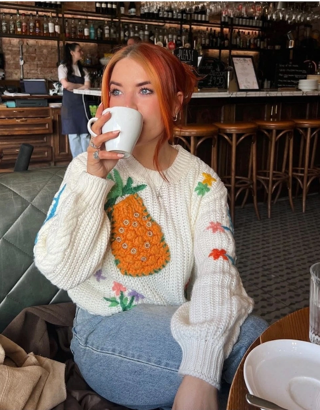Banana Peel Embroidered Pineapple Jumper