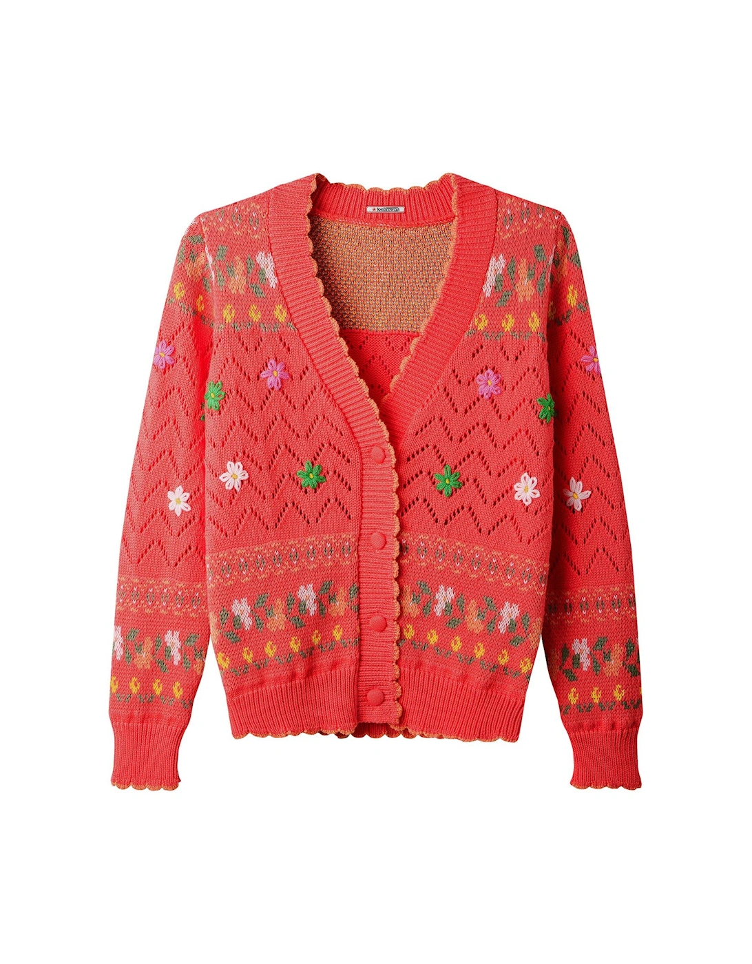 Florrie Floral Knitted Cardigan - Coral