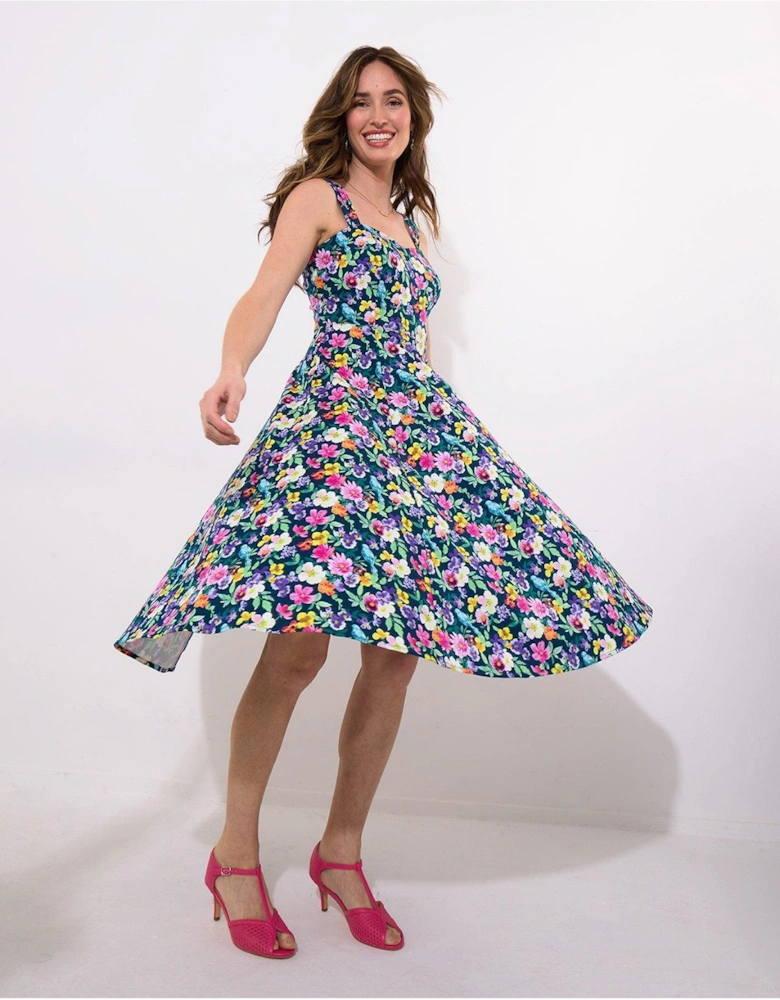 Odette Floral Dress - Navy