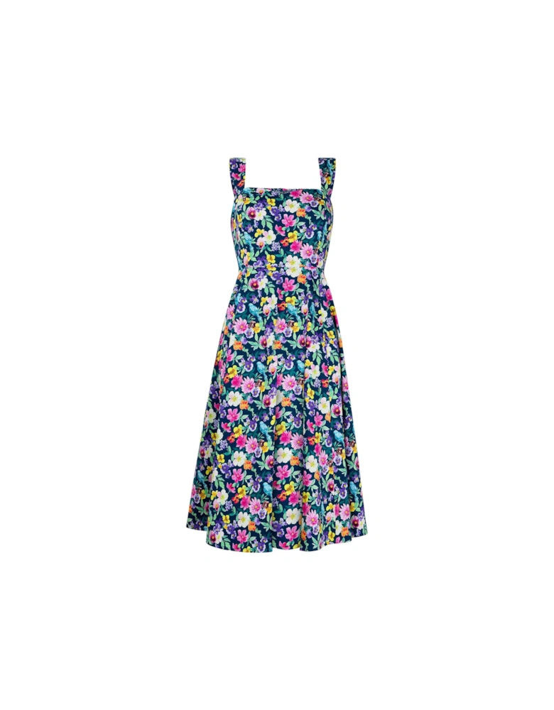 Odette Floral Dress - Navy