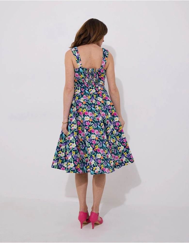 Odette Floral Dress - Navy