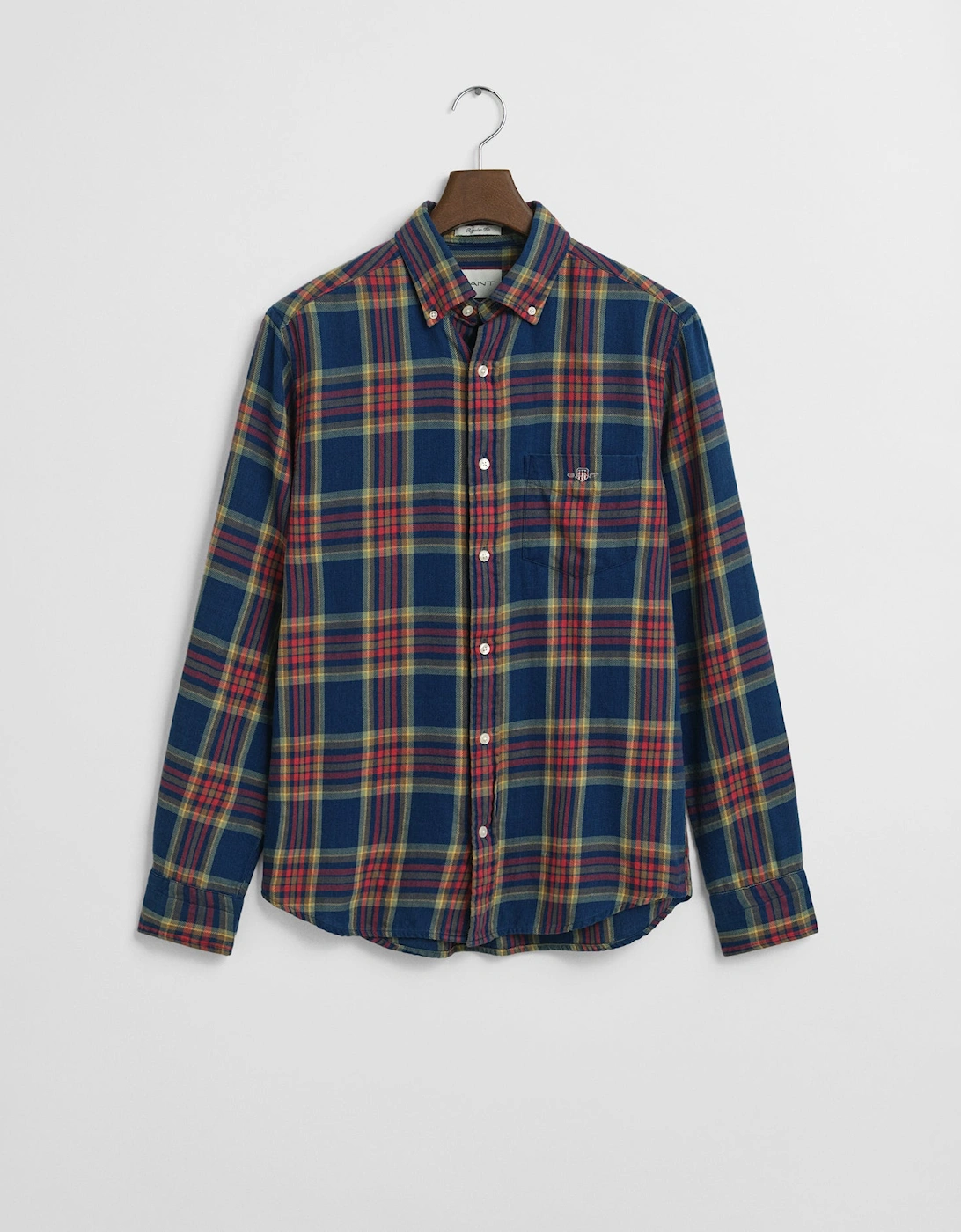 Mens Long Sleeve Indigo Twill Check Shirt - 969 Indigo, 2 of 1