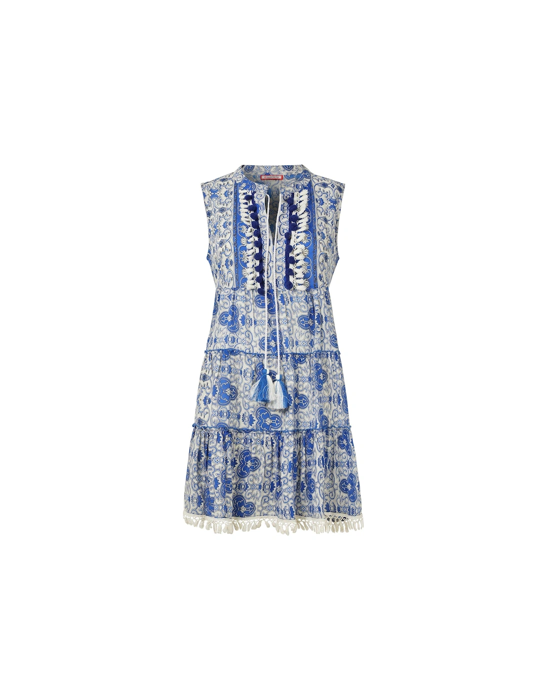 Pom Pom Trim Sleeveless Tunic - Blue