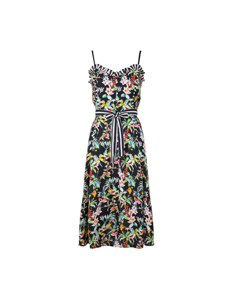 Maya Tropical Print Dress - Black
