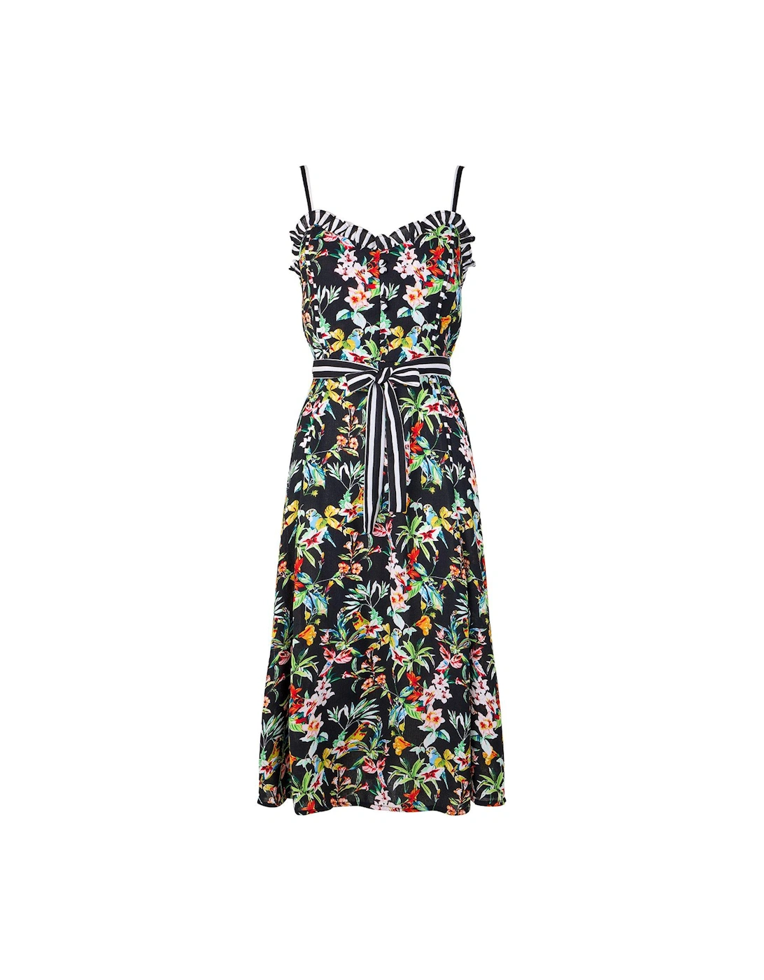 Maya Tropical Print Dress - Black