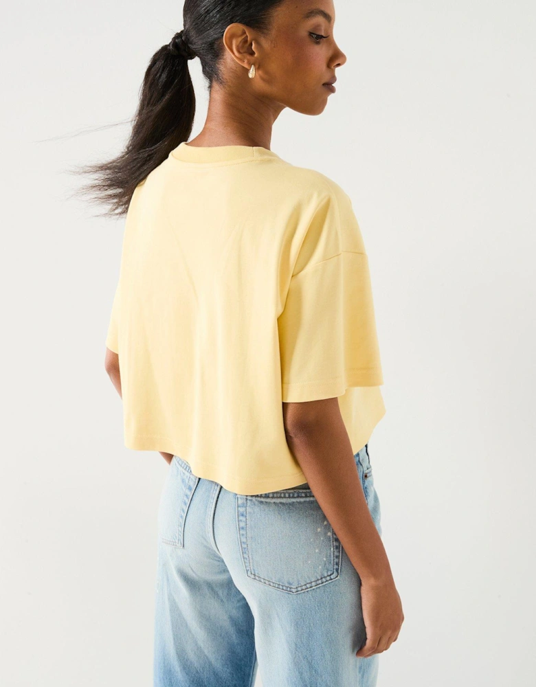 Short Sleeve Boxy Logo Graphic T-Shirt  - Yellow