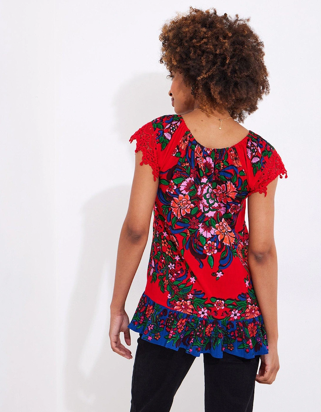 Joyful Floral Boho Top - Red