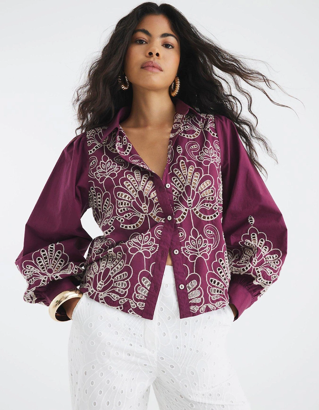 Long Sleeve Cutwork Shirt, 2 of 1