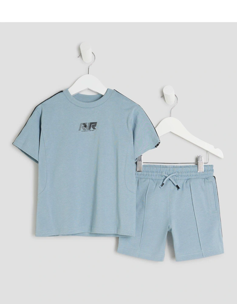 Mini Boys Rr Tapered T-shirt Set - Blue