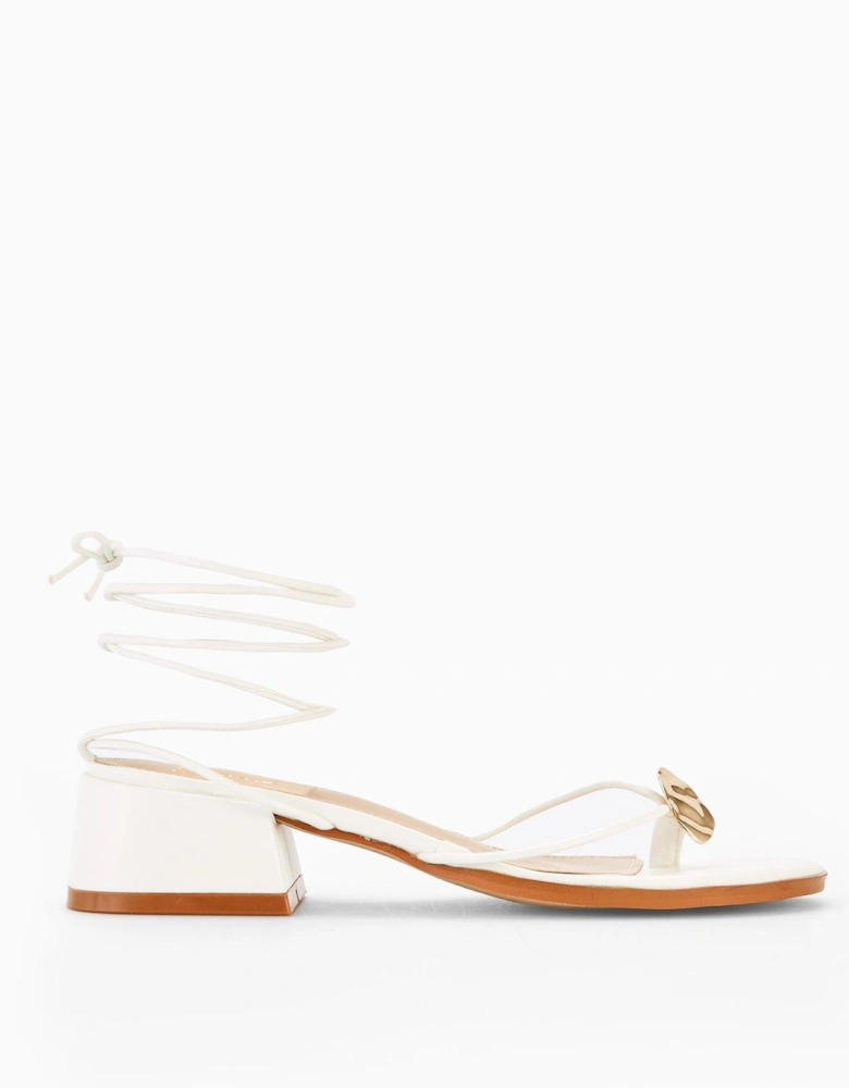 Jenny Block Heel Gold Detail Sandal - White