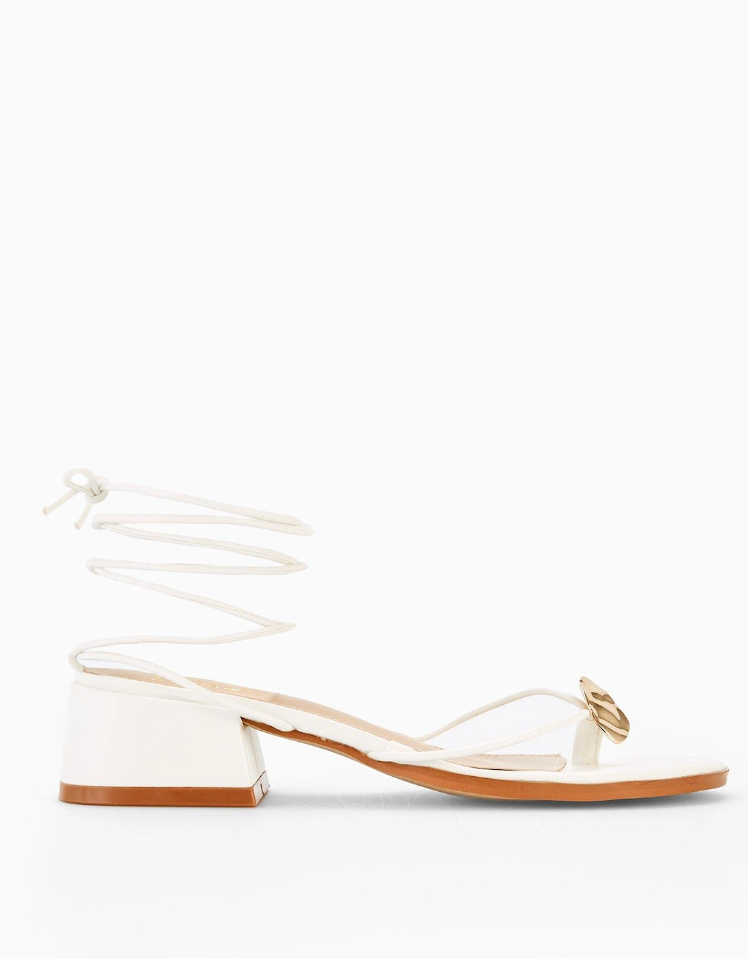 Jenny Block Heel Gold Detail Sandal - White, 2 of 1