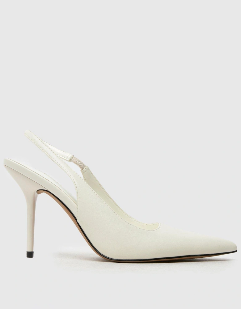 Sade Heeled Sling Back Court Shoe - White