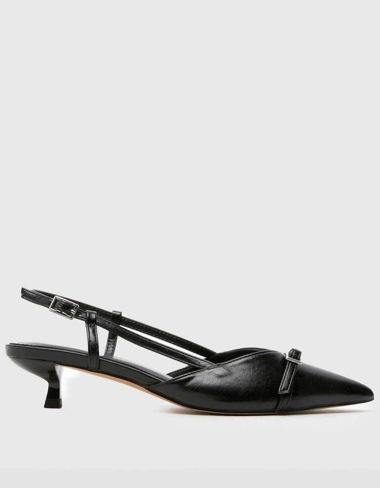 Sybill Kitten Heel Buckle Point - Black