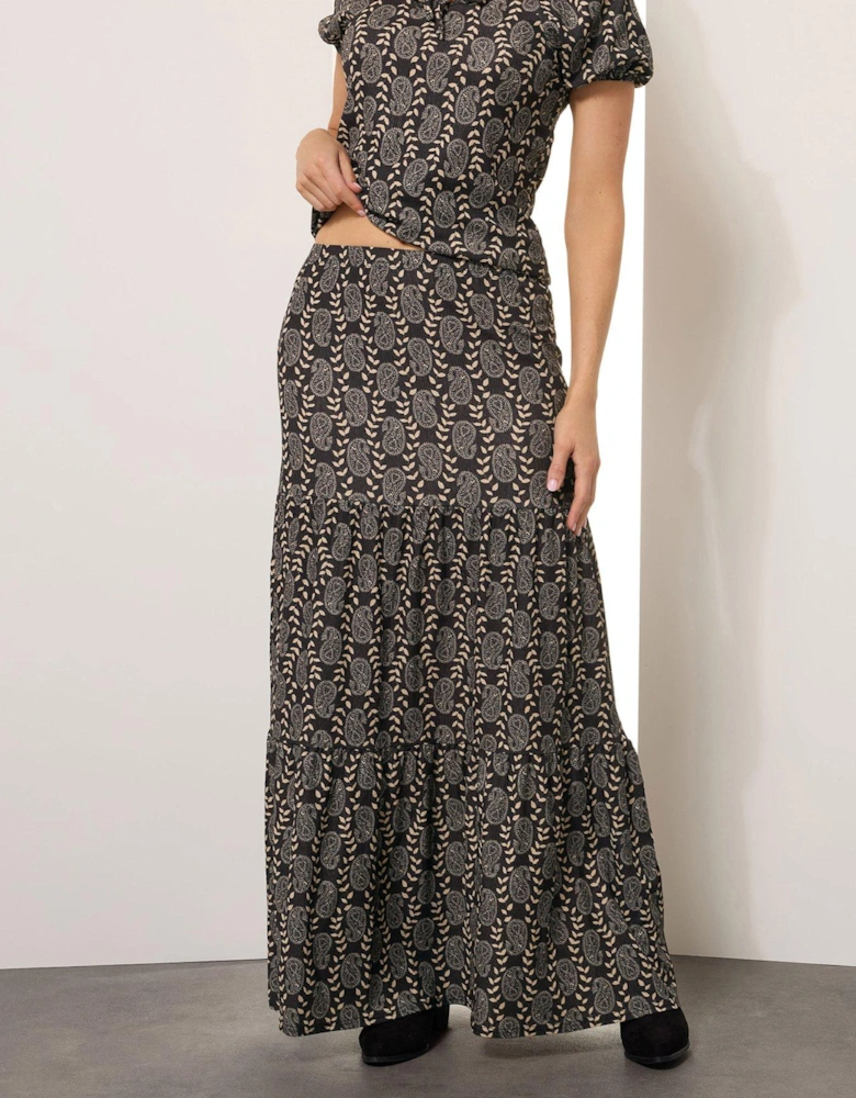 Tall Tiered Maxi Skirt - Black
