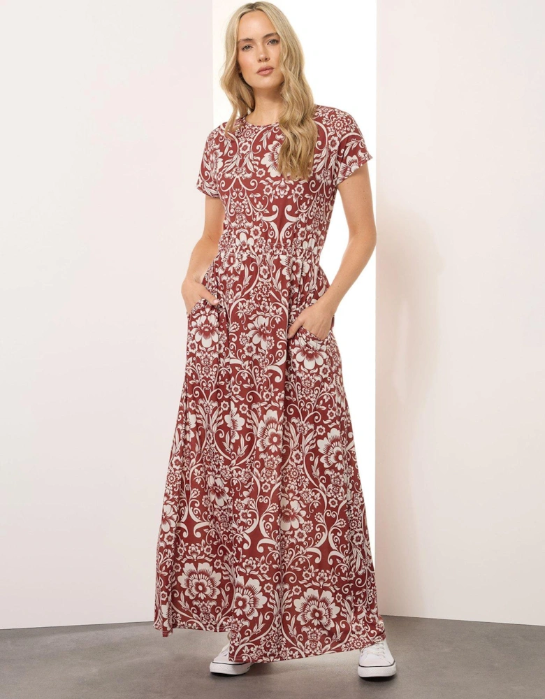 Tall Floral Shirred Waist Maxi Dress