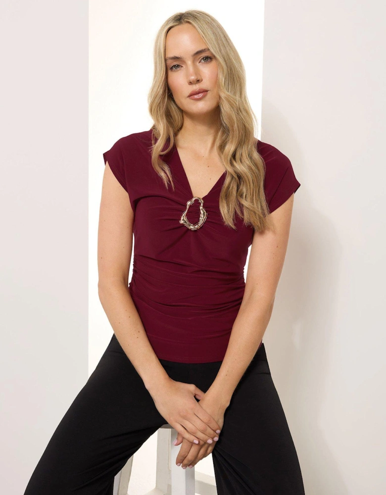 Buckle Ruched Top - Red