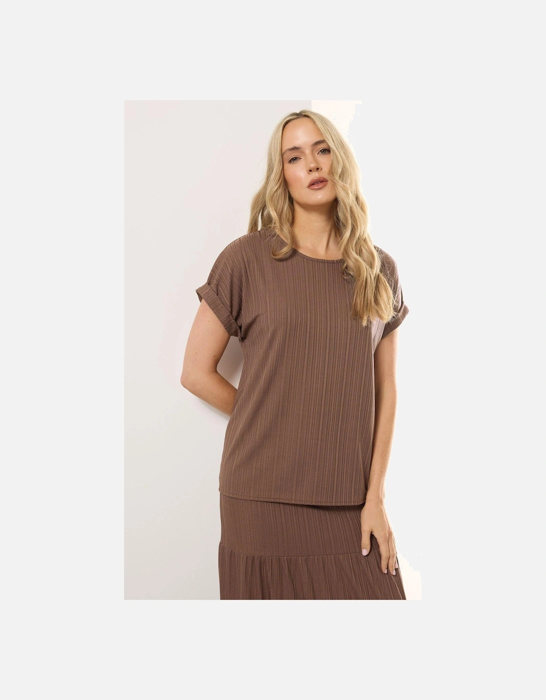 Tall Textured Grown On Sleeve Top - Brown, 2 of 1