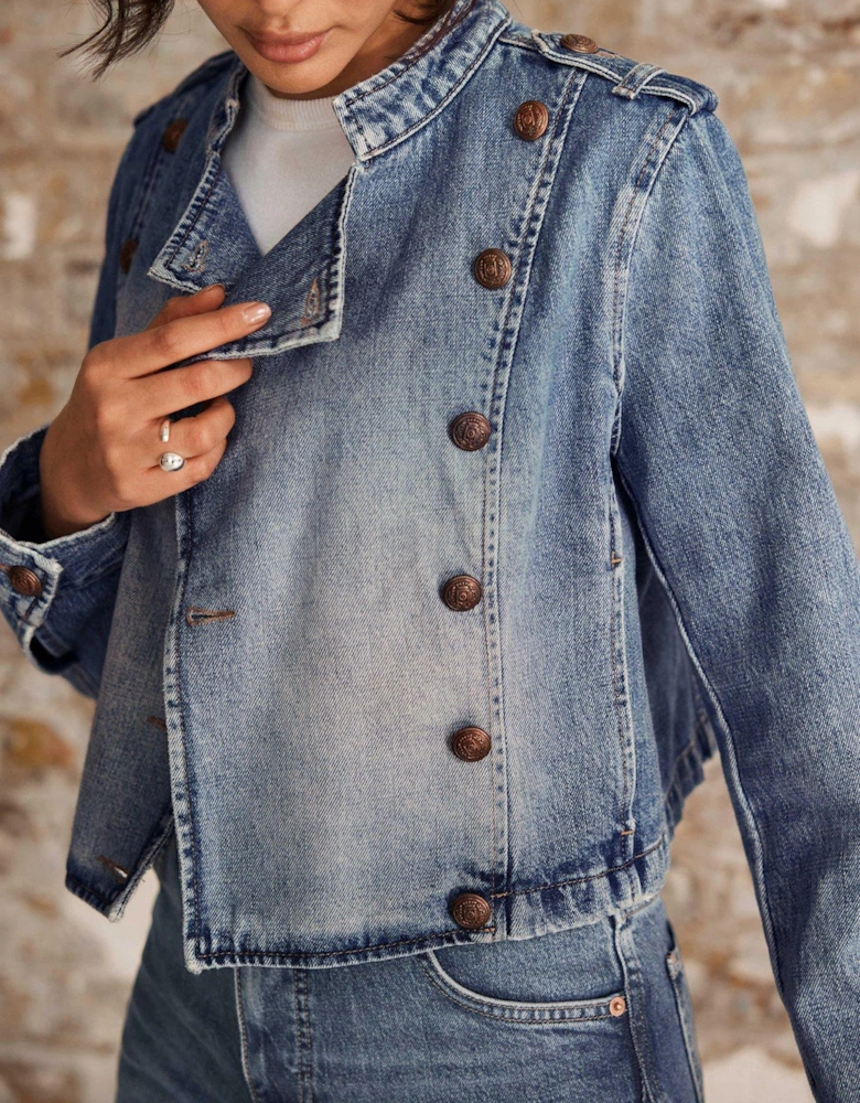 Denim Military Jacket - Blue
