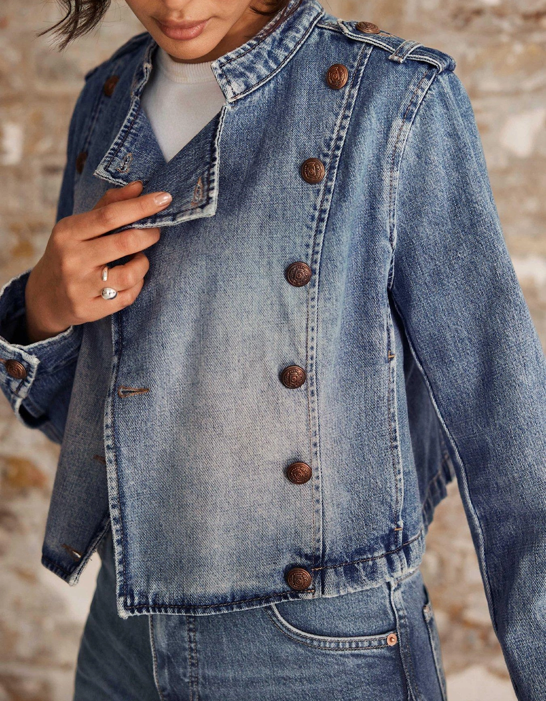 Denim Military Jacket - Blue, 2 of 1