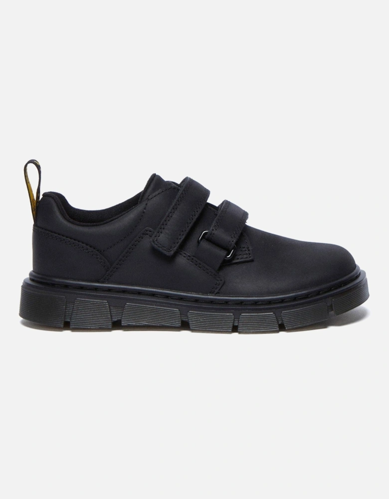Junior Raffe Leather Double Strap Shoes - Black