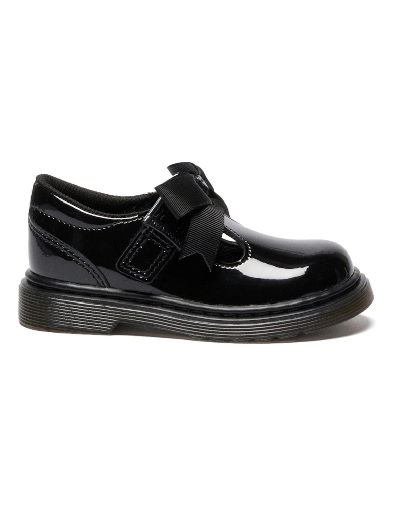 Toddler Polley II Bow T Bar Leather Patent Shoes - Black