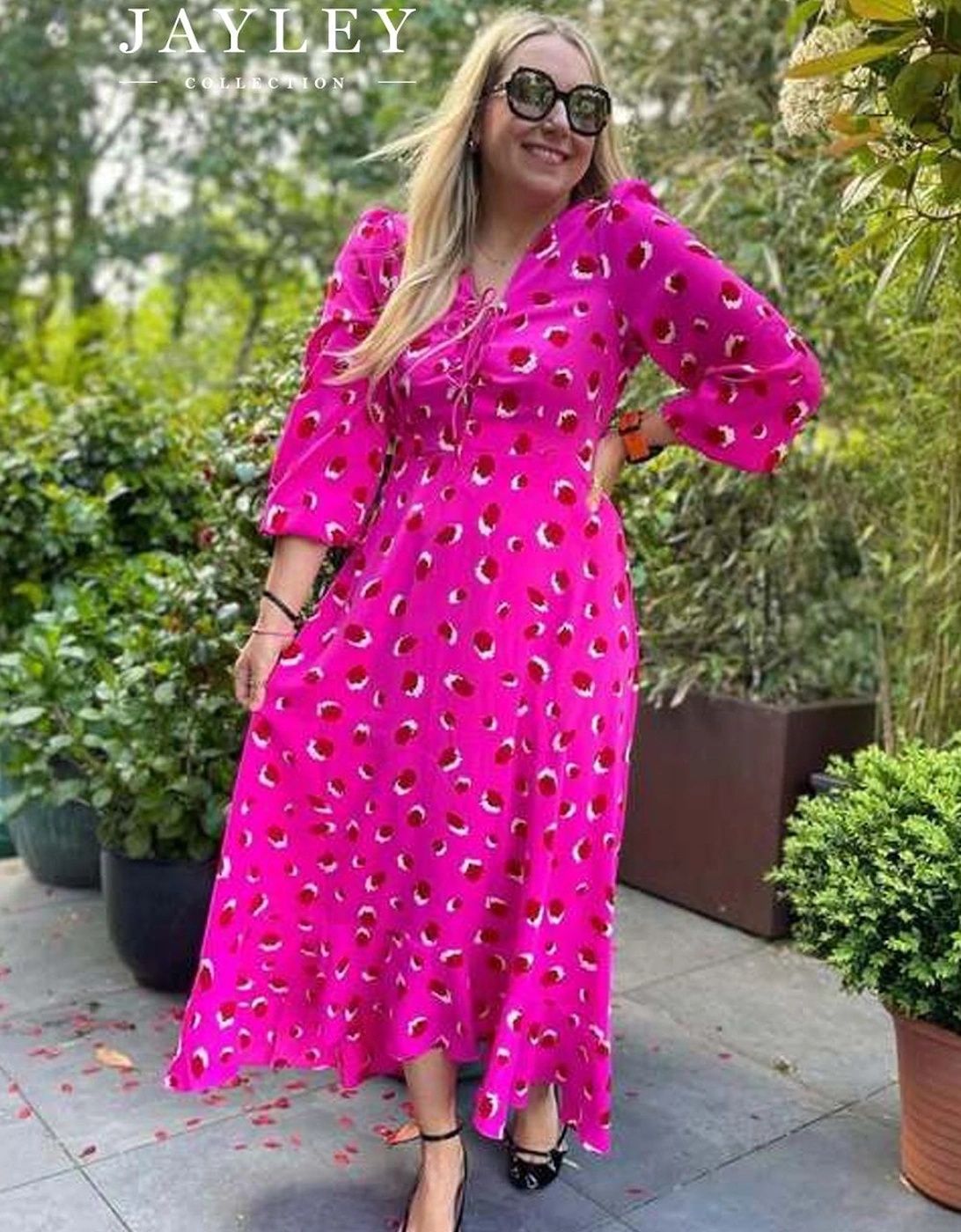 Pink Silk Blend Sorrento Animal Print Maxi Dress