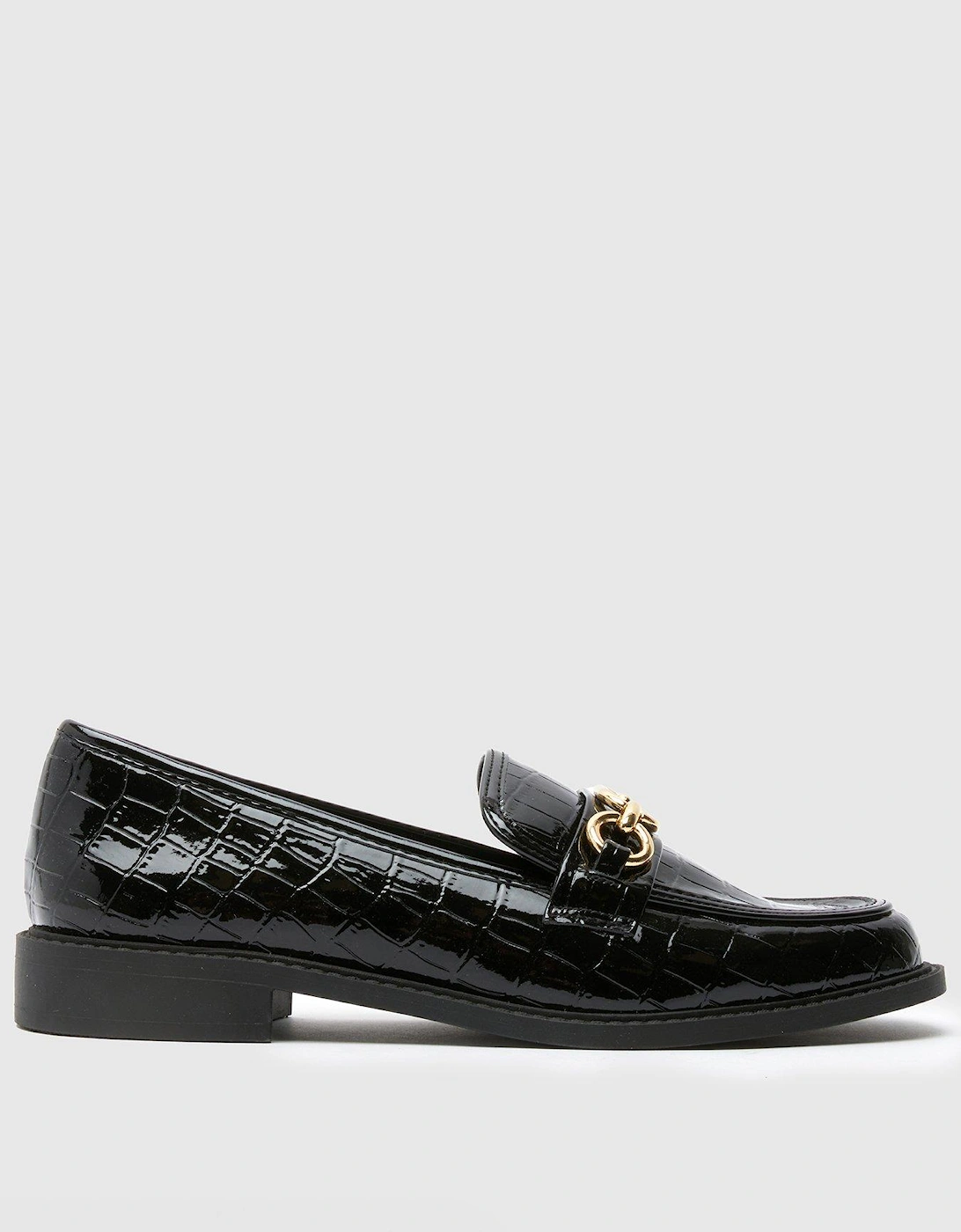 Lissa Patent Croc Hardware Loafer - Black, 2 of 1