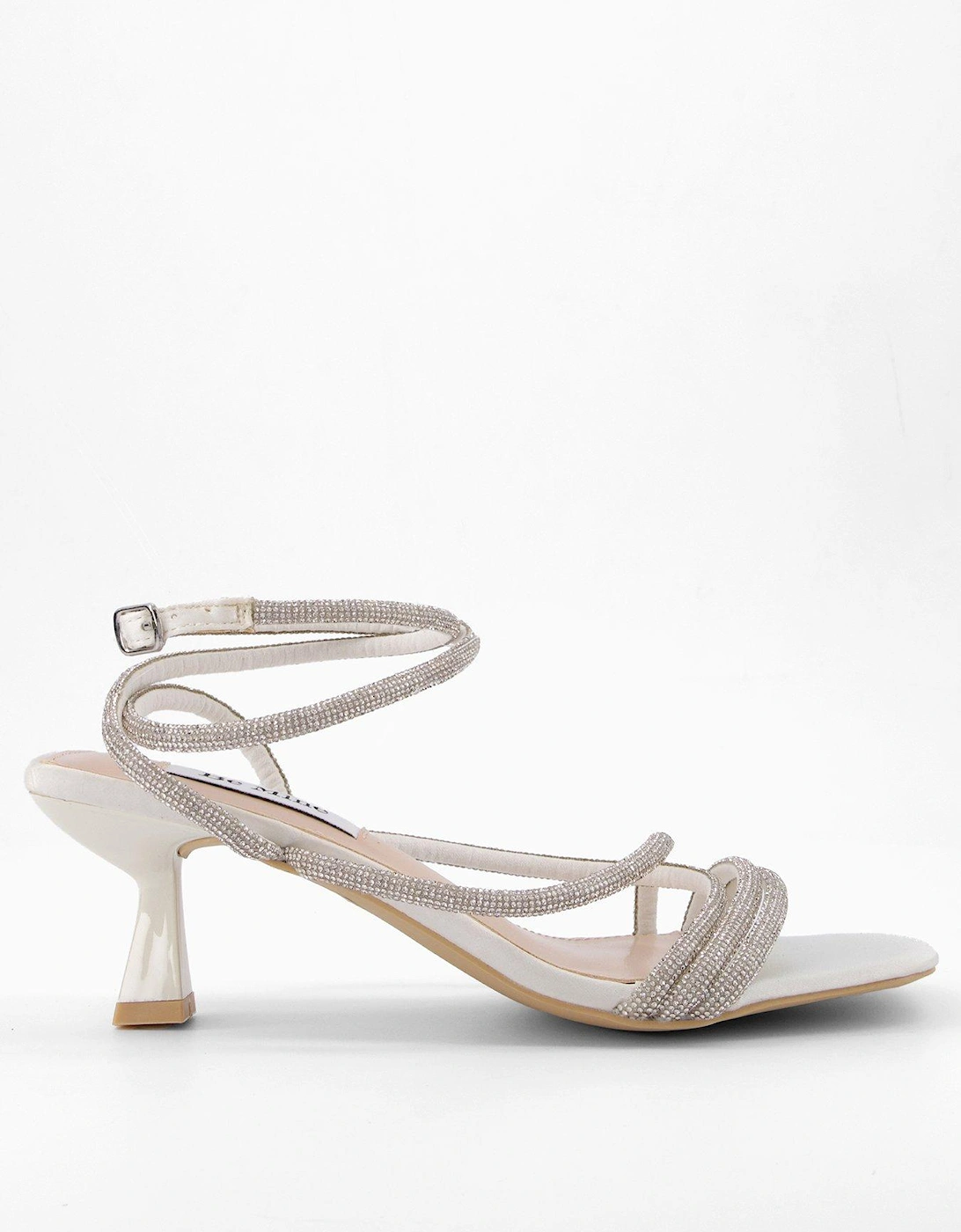Easha Embellished Strappy Satin Heels - Ivory, 2 of 1