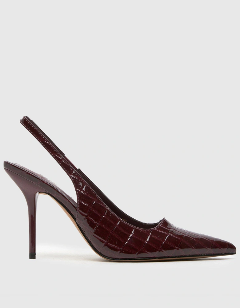 Sade Heeled Sling Back Court Shoe - Burgundy