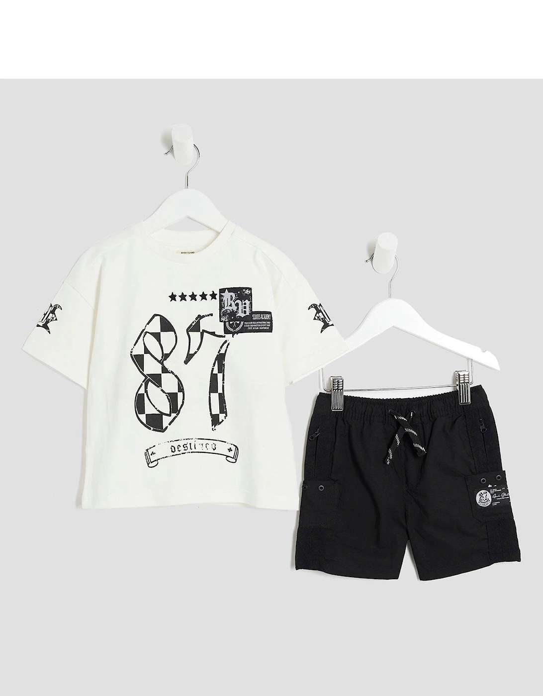 Mini Boys Cargo Shorts And T-shirt Set - Black, 2 of 1