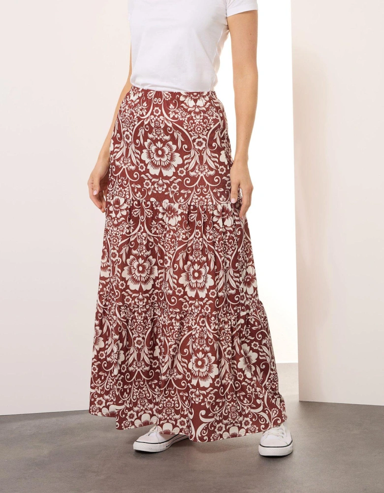 Tall Floral Tiered Maxi Skirt