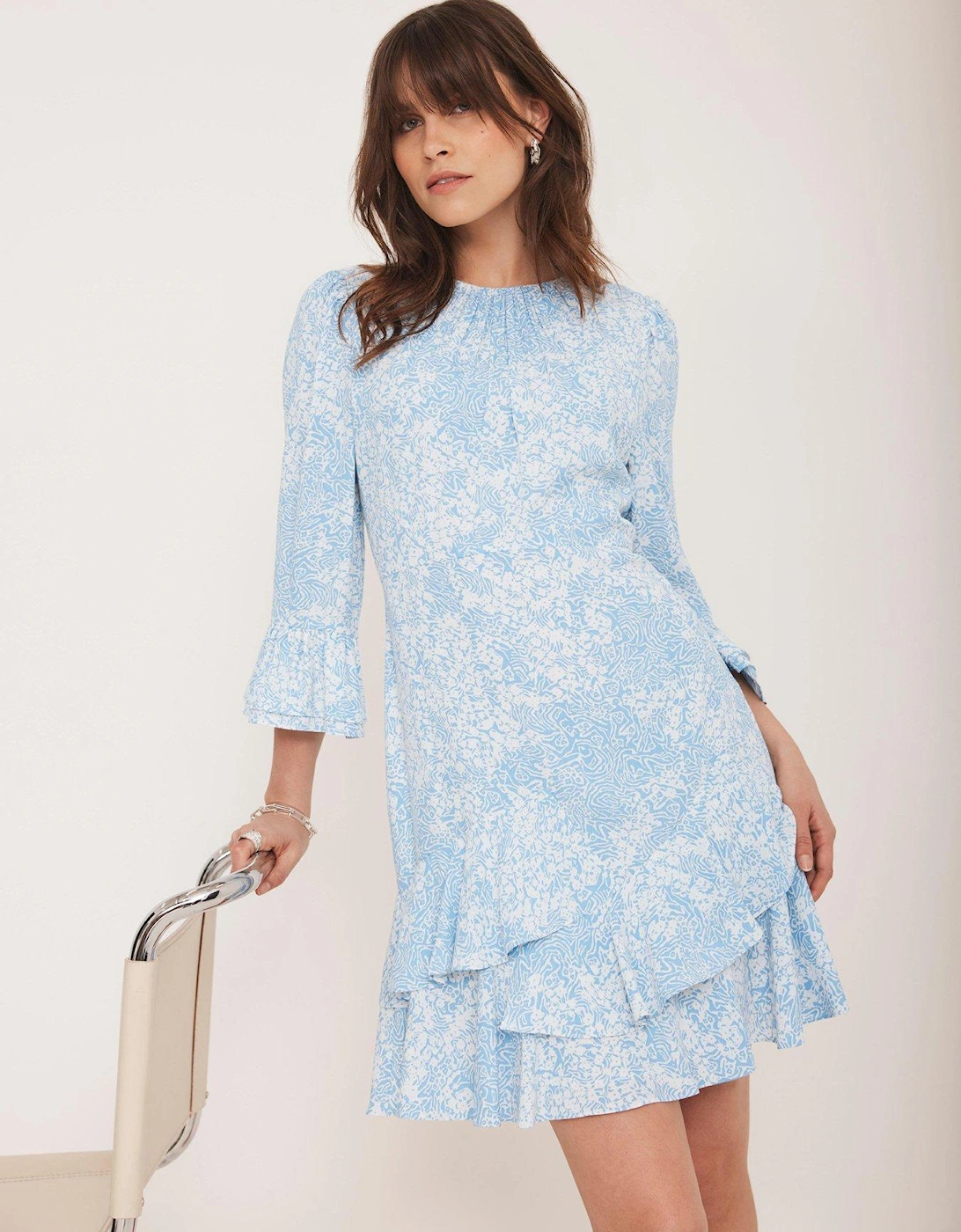Floral Print Mini Dress - Blue, 2 of 1