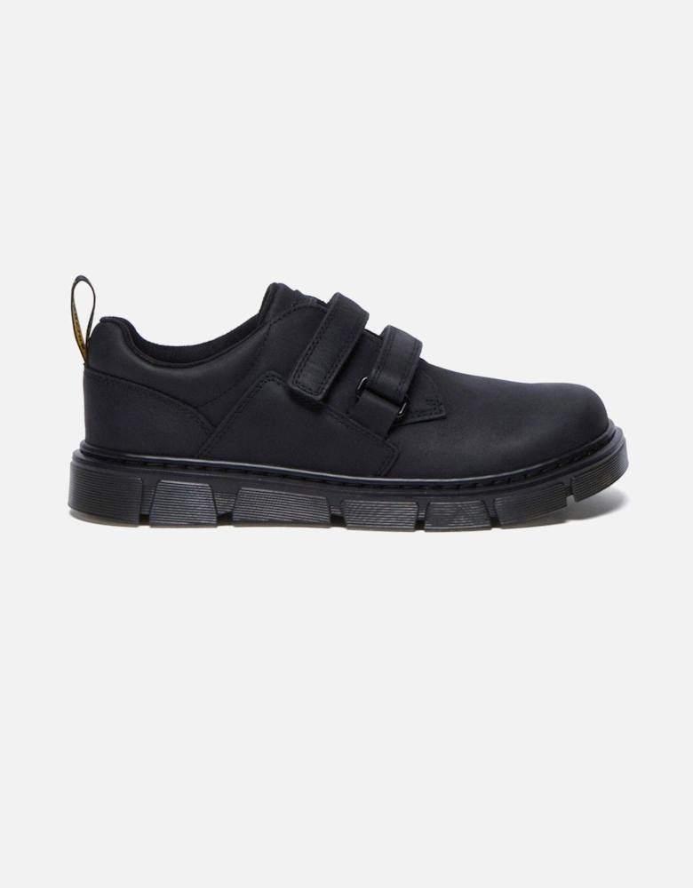 Youth Raffe Leather Strap Shoes  - Black