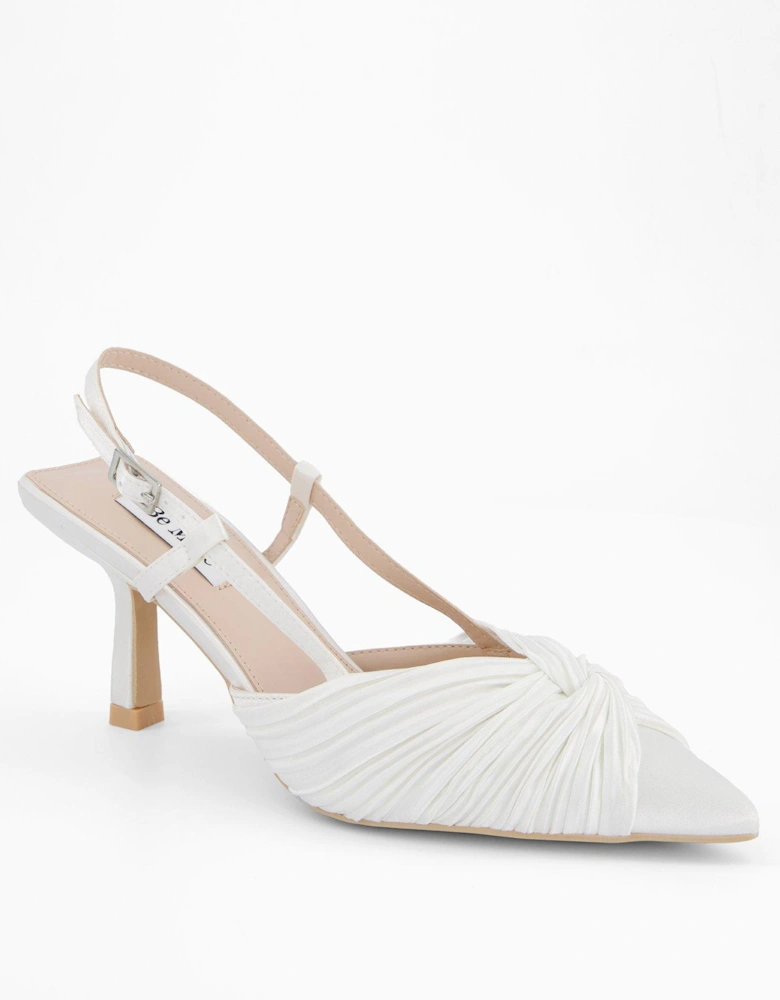 Elari Knot Detail Kitten Heeled Shoes - Ivory